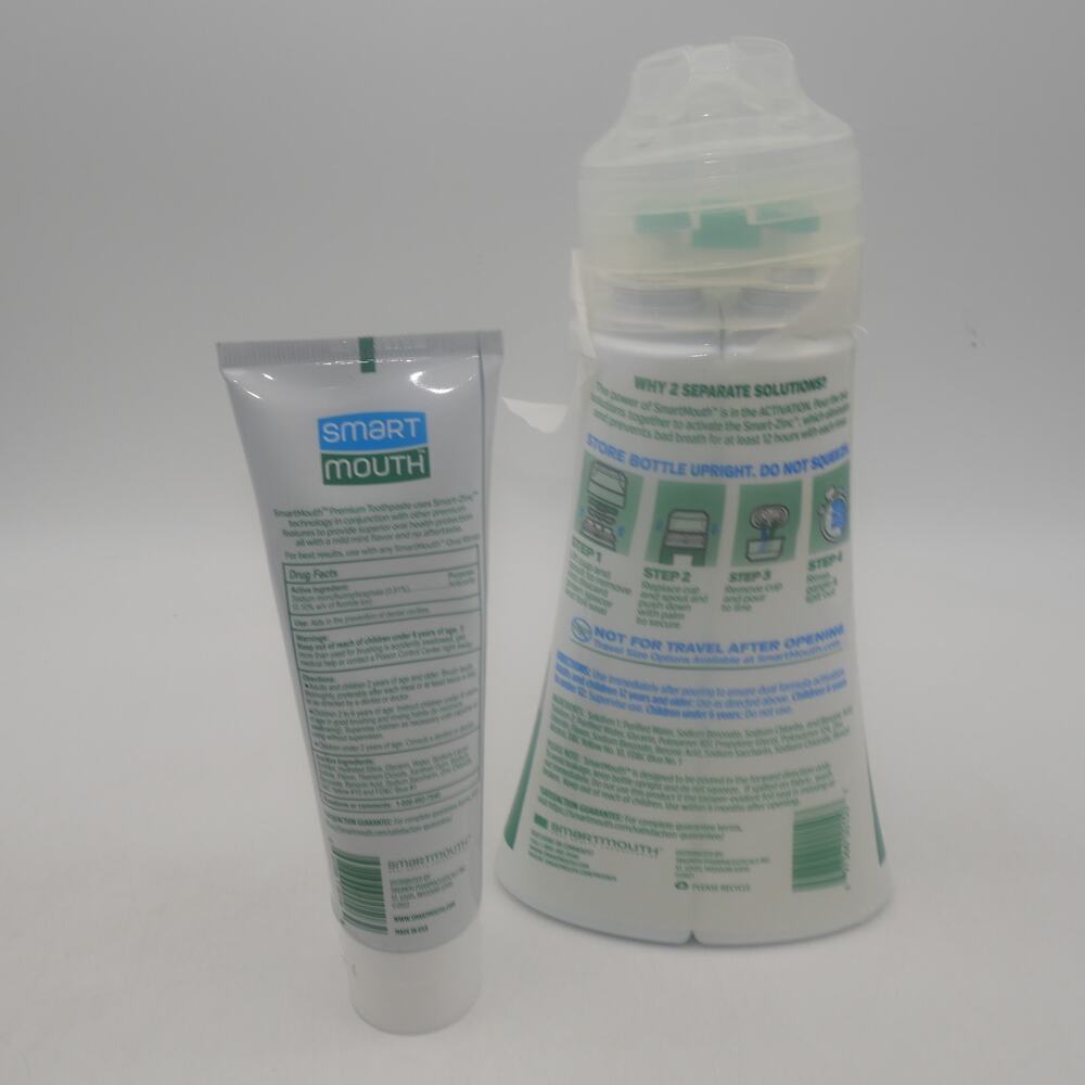 NEW SmartMouth ORIGINAL Breath Rinse 16 oz, Toothpaste & Travel Size Mint - Picture 4 of 8